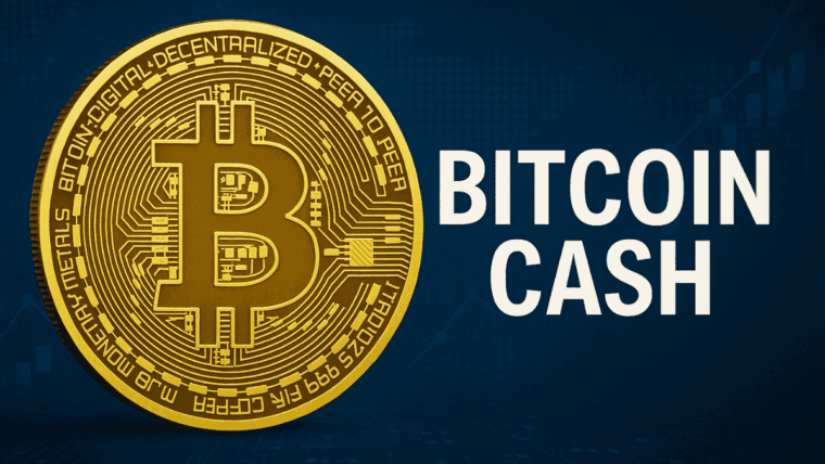 Bitcoin Cash BCH cryptocurrency coin with digital blockchain background