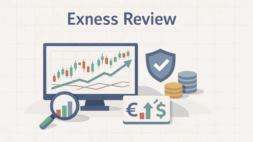 Exness broker review showing spreads, leverage, account types, and trading platforms overview