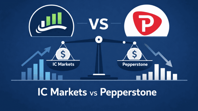 IC Markets vs Pepperstone comparison showing spreads, fees, platforms, and trading features